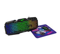 KROM Kit Clavier, Souris et Tapis de Souris Hot Wheels Edition Kustom- Clavier à Membrane RGB, Souris 7200 DPI, Tapis de Souris en Tissu Doux et résistant, Clavier Italien, Noir