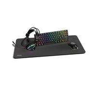 KROM Klass - Pack Gaming 4 en 1: Clavier mécanique TKL RGB, Layout Espagnol, Souris Optique 7200 DPI, Casque avec Haut-parleurs 50 mm, Tapis XXL, Set Complet pour PC et Portable Gamer, Blanc