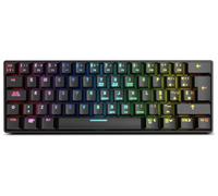 KROM KLUSTER - Clavier mécanique gaming RGB 60% avec Bluetooth 5.0 et USB-C, Switchs Outemu rouges, Disposition espagnole, Rétroéclairage personnalisable, Compatible Windows, Mac, Android et iOS, Noir