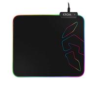 KROM KNOUT RGB - Tapis de souris de jeu pour souris d'ordinateur, base en caoutchouc antidérapante, cadre cousu avec bande LED RGB, taille 320x270x3 mm, couleur noire