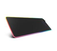 KROM KNOUT XL RGB - Tapis de souris gaming, base en caoutchouc antidérapante, cadre surpiqué avec bande LED RGB, dimensions 320x270x3 mm, couleur noire