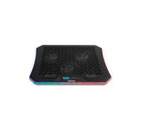 KROM KOOLER - Base de refroidissement pour ordinateurs portables jusqu'à 19", 6 ventilateurs, RGB, support pour smartphone, écran LCD et hub USB, couleur Noir
