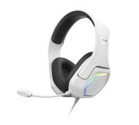 KROM KOPA 7.1 - Casque Gaming USB avec Son Virtuel 7.1, Éclairage RGB Rainbow, Haut-parleurs de 50 mm, Micro Omnidirectionnel, Contrôle du Volume et Mute sur Casque, Arceau Léger et Réglable - Blanc