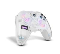 KROM KRYSTAL - Manette sans fil transparente Bluetooth 5.0, RGB, 17 boutons personnalisables, double vibration, macros, compatible avec PC/Switch/Switch 2/iOS/Android