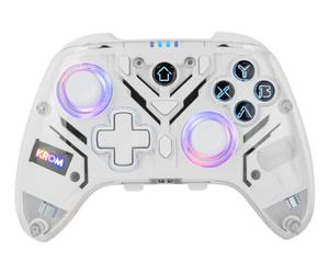 Krom NXKROMKRYSTAL accessoire de jeux vidéo Transparent, Blanc Bluetooth/USB Manette de jeu Analogique/Numérique Android, Nintendo Switch, Nintendo Switch 2, PC, iOS