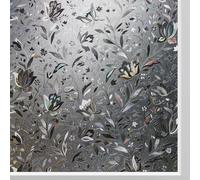 KROMAPOLIS Noir Film pour fenêtre occultant Film Adhésif Décoratif Anti Regard Window Film Protection UV Effet Arc-en-Ciel Décoration Statique Motif Tulipe Salle de Bain Maison(30 * 400cm)
