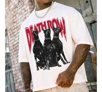 Krometka T-shirt à manches courtes ample de mode américaine rétro pour hommes | Impression de doberman pinscher | Design exquis | Essentiel pour le printemps/été | Style tout-aller, polyvalent et faci