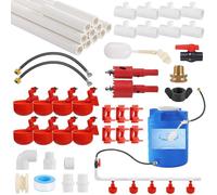 Kronabelle Abreuvoir à poulet, mécanisme automatique, kit complet avec tuyaux en PVC, tuyaux d'arrosage, valve à flotteur, gobelet à eau pour volaille, système anti-fuite, installation simple