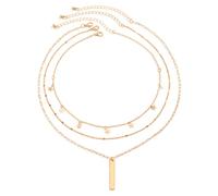 Kronabelle Lange Damen-Lariatkette, dreilagige Y-Kette mit Stern, gestaffeltes Design aus Kupferlegierung, verstellbar für alle Anlässe, eleganter Stil, raffinierte Geschenkidee