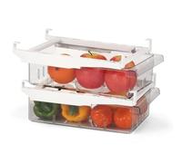 Kronabelle Lot de 2 bacs de rangement pour réfrigérateur avec poignées, séparateurs amovibles, parfaits pour stocker des œufs, des fruits et des légumes