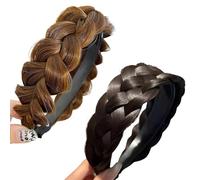 Kronabelle Lot de 2 bandeaux tressés pour femmes, y compris cinq brins larges et un seul brin, ensemble de 2 pièces, style polyvalent, design antidérapant, fibre haute température, femme