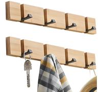 Kronabelle Lot de 2 crochets de suspension pliables muraux 4 crochets en bois pour manteau pliant, installation de clous non, économie d'espace durable et compact pour un espace idéal