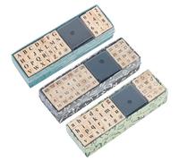 Kronabelle Lot de 3 tampons lettres et chiffres en bois et caoutchouc, tampons de l'alphabet pour enfants, salle de classe, kit d'artisanat majuscules style machine à écrire avec tampon encreur, idéal