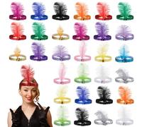 Kronabelle Lot de 30 bandeaux élastiques pour femme, 15 couleurs inspirées des années 1920, accessoires de cheveux avec strass pour carnaval rétro et occasions à thème