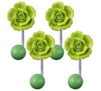 Kronabelle Lot de 4 crochets muraux en céramique avec motif rose pour suspendre écharpes, sacs, serviettes, grande capacité de poids pour la maison ou le bureau