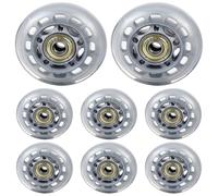 Kronabelle Lot de 8 roues de patins à roulettes en polyuréthane avec double roulement M8 pour patins à roulettes d'intérieur, skateboards, rollers en ligne, vélos de fitness et scooters - Gris
