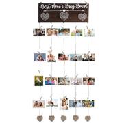 Kronabelle Panneau Photo Mural en Bois Classique, avec 20 Pinces, Support en Bois Artisanal pour décoration et Affichage de Photos Multiples, Cadre Suspendu pour Photos, Cartes et Souvenirs