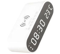 Kronabelle Réveil numérique 15 W à charge rapide avec station sans fil, double alarmes et répétition, indicateur de température, design compact blanc