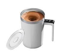 Kronabelle Tasse à café électrique rechargeable en acier inoxydable 316 avec mélangeur automatique, affichage de la température LCD, blanc, chargement de type C, chocolat chaud, thé, idéal