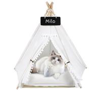Kronabelle Tente tipi pour petits animaux de compagnie, maison portable pliable pour chats et chiens, coussin confortable, lit pour chien lavable avec tableau noir, parfait pour chiots et lapins,