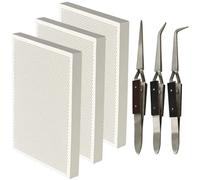 Kronabelle Travail à haute température pour atelier et maison, pot à cornichons en acier inoxydable, 3 pinces à épiler, 3 briques ignifuges en nid d'abeille, fabrication de bijoux petit bloc à souder