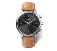 Kronaby Montre Connectée Homme Hybride en Acier Inoxydable et Cuir Marron | Analogique Connectée, Étanche 10 ATM S3123/1, Contrôle Musique, Podomètre, Notifications et Rejet d'Appels, Sekel