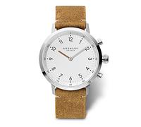 Kronaby Montre Connectée Homme Hybride en Acier Inoxydable et Cuir Marron | Analogique Connectée, Étanche 10 ATM S3128/1, Contrôle Musique, Podomètre, Notifications et Rejet d'Appels, Nord