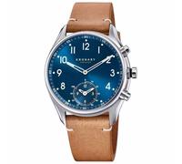 Kronaby S3761/2 Apex Montre Connectée Hybride Bracelet Cuir Marron/Bleu 43