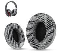 Krone Kalpasmos Coussinets de rechange pour Beats Studio 3, coussinets d'oreille compatibles avec Beats Studio 2 & 3 filaire/sans fil/modèle B0501 B0500, tissu et mousse à mémoire de forme, motif gris