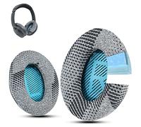 Krone Kalpasmos Gel Rafraîchissant Coussinets d'oreilles Professionnel pour Bose,Compatibles avec Bose QuietComfort 35 ii/QC35/QC25/QC15/Ae2/Ae2i/Ae2w/SoundTrue et SoundLink-Tissu à Motifs Gris(Bleu)