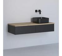 Kronenbach Cube meuble avec plan de travail 121x48.7x23.5 cm sous-lavabo suspendu noir-chêne KBWTKOWTL1212SMGH