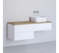Kronenbach Cube meuble avec plan de travail 121x48.7x44.5 cm sous-lavabo suspendu blanc-chêne KBWTKOWTL1213WHGH