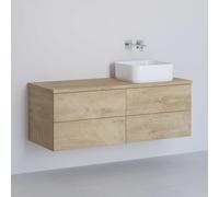 Kronenbach Cube meuble avec plan de travail 121x48.7x44.5 cm sous-lavabo suspendu chêne KBWTKOWTL1214GH