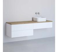 Kronenbach Cube meuble avec plan de travail 161x48.7x44.5 cm sous-lavabo suspendu blanc-chêne KBWTKOWTL1613WHGH