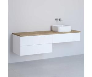 Kronenbach Cube meuble avec plan de travail 161x48.7x44.5 cm sous-lavabo suspendu blanc-chêne KBWTKOWTL1613WHGH