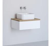Kronenbach Cube meuble avec plan de travail 61x48.7x44.5 cm sous-lavabo suspendu blanc-chêne KBWTKOWTL611WHGH
