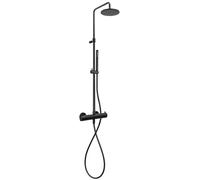 Kronenbach Lima 2.0 Black ensemble de douche mural avec thermostat avec douche pluie noir 100.2821 SM