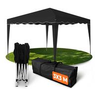Kronenburg Tonnelle Pliable Imperméable 3x3m - Pavillon Jardin Anti-UV 50+ Système Ciseaux - Abri Extérieur Robuste Noir