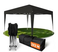 Kronenburg Tonnelle Pliante 2x2m Étanche UV 50+ - Pavillon de Jardin Robuste en Acier pour Extérieur, Fêtes, Marchés, Camping - Noir
