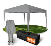Kronenburg Tonnelle Pliante 3 x 3 m - étanche, Protection UV 50+, Structure en Acier - Bleu, avec 4 parois latérales (Gris, 3x3m)