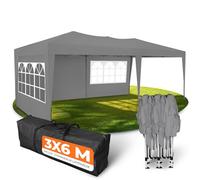Kronenburg Tonnelle Pliante 3 x 3 m - étanche, Protection UV 50+, Structure en Acier - Bleu, avec 4 parois latérales (Gris, 3x6m avec 3 parois)