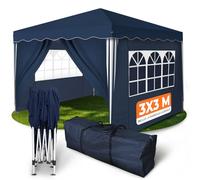 Kronenburg Tonnelle Pliante 3x3 m Étanche Anti-UV 50+ avec 4 Parois Latérales - Barnum de Jardin Robuste pour Fêtes, Marchés, Camping - Bleu