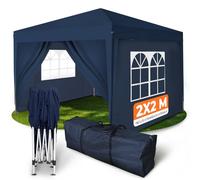 Kronenburg Tonnelle Pliante Étanche 2x2 m, Protection UV 50+, Gazebo de Jardin Bleu avec 4 Panneaux Latéraux - Montage Rapide pour Fêtes et Marchés