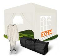 Kronenburg Tonnelle Pliante Étanche 2x2 m, Protection UV 50+, Gazebo de Jardin Champagne avec 4 Panneaux Latéraux - Montage Rapide pour Fêtes et Marchés