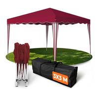 Kronenburg Tonnelle Pliante Étanche 3x3 m - Pavillon de Jardin Pop-Up Anti-UV 50+ en Rouge avec Sac de Transport pour Fêtes, Marchés, Camping
