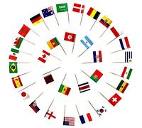 KRONLY Pics à Cocktail Coupe du Monde Tous Les 32 Pays Drapeaux Football Coupe du Monde 2022 Deko Picker Pics à fête (64 pièces)