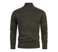 Kronstadt Hommes KSFisker Knit Sweater | Pull en Maille Fine avec col roulé en 100% Coton Army Mix L