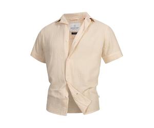 KRONSTADT KSAvery Chemise à manches courtes en mousseline pour homme, blanc cassé, S