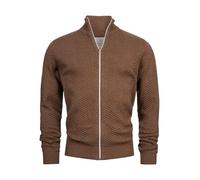 KRONSTADT KSCarlo Cardigan zippé pour homme avec col montant et fermeture éclair | Cardigan en tricot fin pour homme, Monks Robe Mix, 3XL