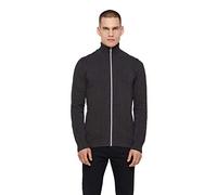 KRONSTADT KSCarlo Cardigan zippé pour homme avec col montant et fermeture éclair | Cardigan en tricot fin pour homme, Mélange de charbons., 3XL